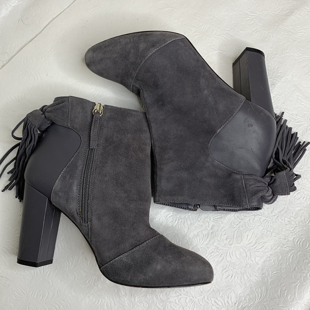 White House Black Market Suede Tassel Ankle‎ Booties - Picture 4 of 6